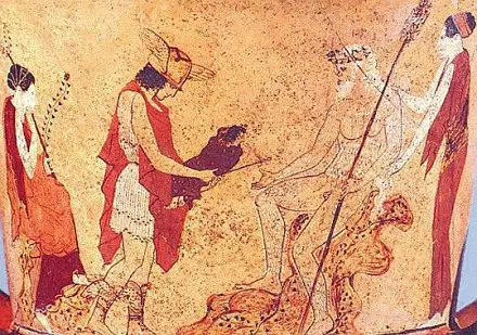 赫尔墨斯将酒神交给西勒努斯 赫尔墨斯将酒神交给西勒努斯