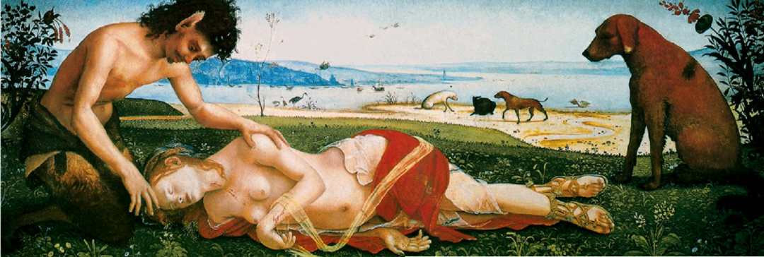皮耶罗·迪·柯西莫(约1462~1521)
猎神之妻普罗克里斯之死
画中的普罗克里斯被丈夫射伤,奄奄一息地躺在开满小花的草地上,猎神还没有赶到,只有哀伤的森林牧神萨提尔斯陪伴着她,长着山羊脚的牧神惋悼的姿态和沉默的猎犬衬托出画面凄凉的气氛。 皮耶罗·迪·柯西莫(约1462~1521)
猎神之妻普罗克里斯之死
画中的普罗克里斯被丈夫射伤,奄奄一息地躺在开满小花的草地上,猎神还没有赶到,只有哀伤的森林牧神萨提尔斯陪伴着她,长着山羊脚的牧神惋悼的姿态和沉默的猎犬衬托出画面凄凉的气氛。